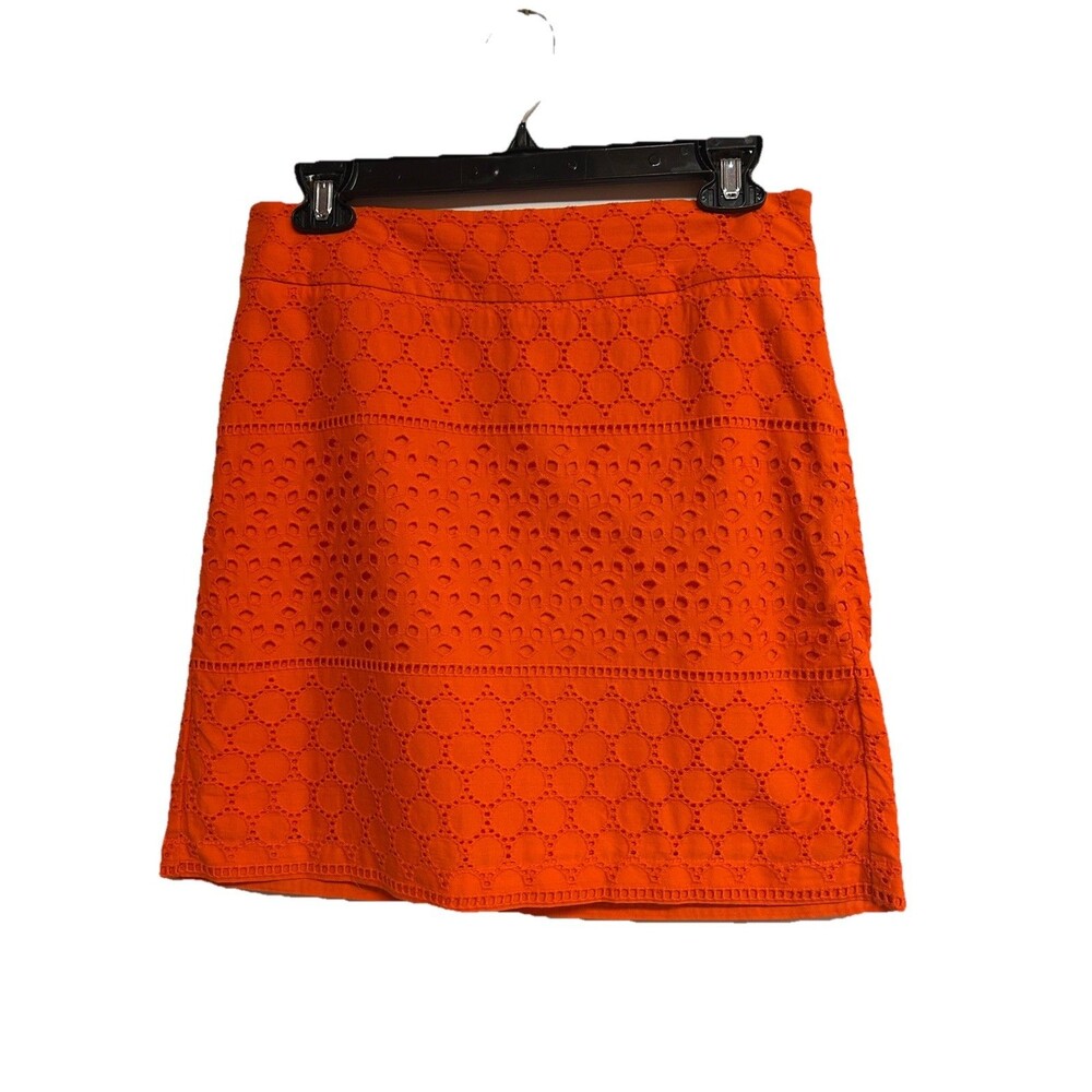 Banana Republic Skirt Sz 2 Orange Side Zipper 100% Cotton Lining